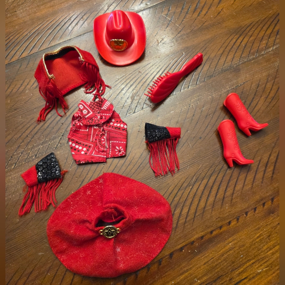 🎈2/$15 Vintage Barbie Western Outfit Red